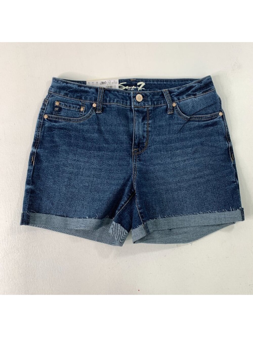 Seven7 Women's Shorts 8 Weekend Short Cuffed Stretch Denim Shorts Size 8 Blue